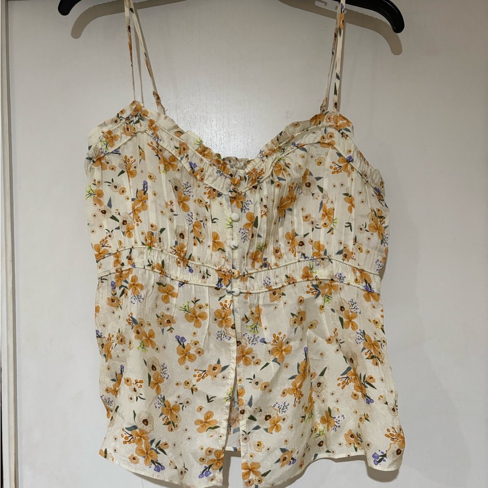 ASTR the label ruched babydoll floral cami size S